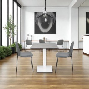 Tavolo bar ristorante 70x70 cm base bianca piano laminato Cemento H 75