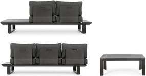 Salotto Angolare Da Esterno In Alluminio Con Cuscini E Tavolino Konnor Antracite Bizzotto