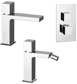 Set miscelatori lavabo bidet e doccia a incasso con deviatore Torre