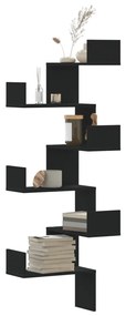 Scaffale Angolare Muro Nero 45x45x147 Cm Legno Multistrato /