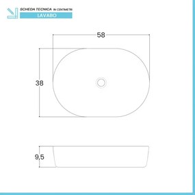 Lavabo da appoggio ovale 58x38 cm in acciaio inox bianco opaco Goya