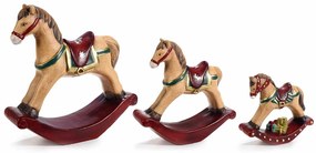 Set 3 Cavalli a Dondolo in Resina e Terracotta da Appoggio