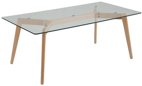 Tavolino basso da caffè legno e vetro trasparente 120 x 60 cm HUDSON Beliani
