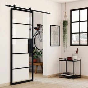 Porta scorrevole reversibile Cloe in alluminio trasparente, L 86 x H 215 cm, con binario Loft