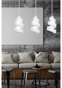 Lampadario Moderno 3 Luci Tristano In Acciaio Bianco Con Fasce A Spirale