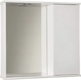 Specchiera contenitore 69 cm con anta liscia e luce Led Bianco Lucido