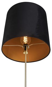 Lampada da terra oro/ottone con paralume in velluto nero 40/40 cm - Parte