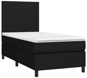 Letto a molle con materasso e led nero 90x200 cm in tessuto