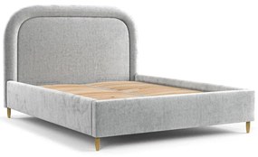 Letto matrimoniale imbottito grigio chiaro con spazio contenitivo e rete 180x200 cm Mija - Maison de Rêve