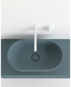 Lavabo da appoggio Capsula ovale in resina L 60 x H 17.1 x P 35 cm blu opaco