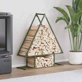 Rastrelliera Per Legna Da Ardere Verde Oliva 80x25x90 Cm /