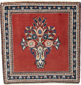 Sarouk Tappeto 60x60 Rosso (Iran) Annodato A Mano
