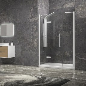 Porta doccia 130cm battente e 2 fissi colore bianco | KT6000B - KAMALU