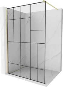 Mexen Kioto parete doccia Walk-in 80 x 200 cm, motivo nero 8 mm, oro spazzolato - 800-080-101-55-78