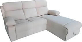 Divano Angolare Recliner 3 Posti Con Penisola Contenitore Destra Beige