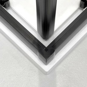 Box doccia 3 lati 70x100x70 in vetro temperato trasparente doppio scorrevole con profili neri Tay