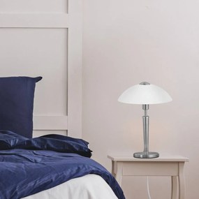 Lampada da tavolo grigia con paralume in vetro e intensità regolabile (altezza totale 35 cm) SOLO 1 – EGLO