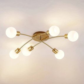 Plafoniera soffitto Agmar Lindby, dimmerabile, Ottone / Oro, Soggiorno / Sala da pranzo, Metallo, Moderno, Plafoniera