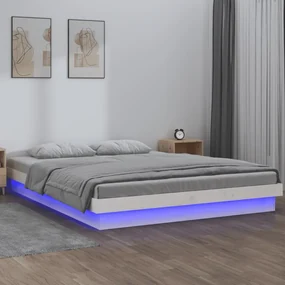 Giroletto Con Led Bianco 160x200 Cm İn Legno Massello /