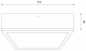 Plafoniera NATURAL SQUARE 2xE27/15W/230V 31x31 cm pino/bianco