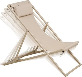 Sdraio da giardino beige in metallo regolabile/pieghevole Curtis – House Nordic