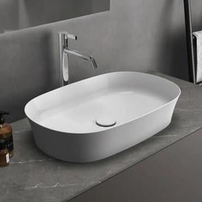 Lavabo da appoggio ovale in ceramica L 60 x P 38 x H 12 cm bianco