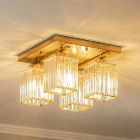 Avonni Plafoniera AV-1795-4E a 4 luci quadrata, oro antico