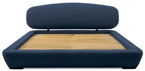 Letto matrimoniale imbottito blu scuro con doghe in legno 140x200 cm Odette - Scandic