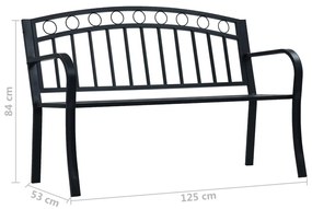 Panchina da Giardino 125 cm Nera in Acciaio