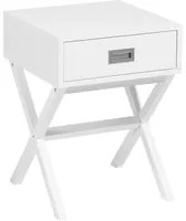 Comodino Rettangolare Bianco Cassetto Portaoggetti Gambe In Legno Scandinavo