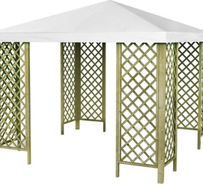 Gazebo in legno massello naturale copertura bianca 300x300 cm - Fox