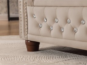 Divano angolare beige allungabile (con penisola a destra/a L) con rivestimento in velluto York Blik – Ropez