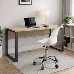 Scrivania Danir 170x74h cm in legno Rovere gambe metallo antracite
