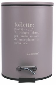 Pattumiera bagno a pedale tortora con scritta Victionary