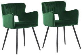 Set di 2 sedie da pranzo velluto verde smeraldo e nero SANILAC Beliani