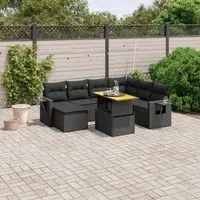 Set Divani da Giardino con Cuscini 8 pz Nero in Polyrattan 3271867