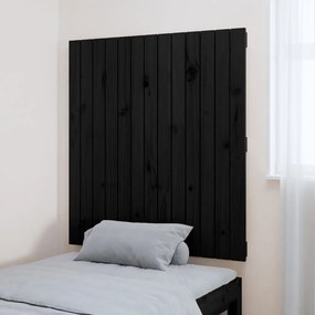 Testiera da parete nera 82,5x3x90 cm in legno massello di pino
