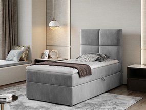 Letto singolo boxspring Ilenia - Tessuto grigio chiaro