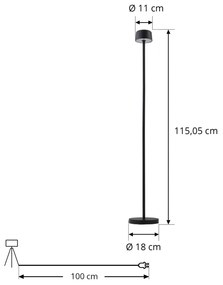 Lindby LED piantana LED Isason, nero, alluminio, Ø 11 cm