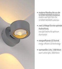 Schöner Wohnen 19331-21 - Lampada da parete LED CHIA 2xLED/2W/230V antracite