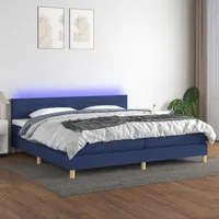 Letto a Molle Materasso e LED Blu 200x200cm in Tessuto 3133827