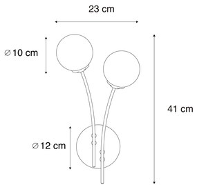 Applique moderna oro 2 luci con vetro fumé - ATHENAS