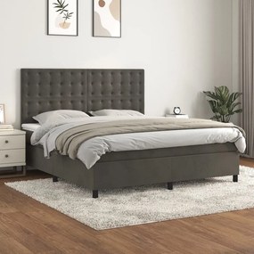 Giroletto A Molle Con Materasso Grigio Scuro 160x200 Cm Velluto /
