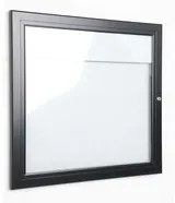 Bacheca con Apertura a Battente 51,5x48,7x2,3 cm in Alluminio con Led Nera