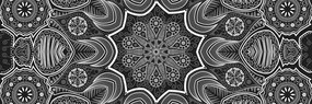Quadro su tela – Mandala indiana con motivo floreale in bianco e nero