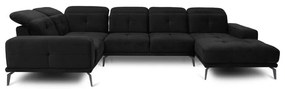 Divano angolare nero (con penisola a sinistra/a U) e rivestimento in velluto Neviro – ELTAP
