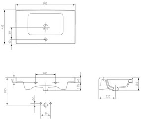 Cersanit K114-017 - Lavabo incasso CREA 44,5x80,5 cm ceramica bianco lucido