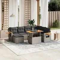 Set Divano da Giardino 8 pz con Cuscini Grigio in Polyrattan 3273636