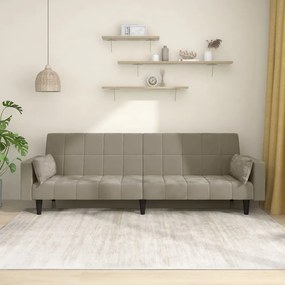 Divano Letto A 2 Posti Con 2 Cuscini Grigio Chiaro İn Velluto /