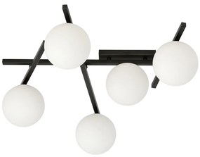 Lampadario da Soffitto in Acciaio e Vetro SMART 5 Nero 5xE14